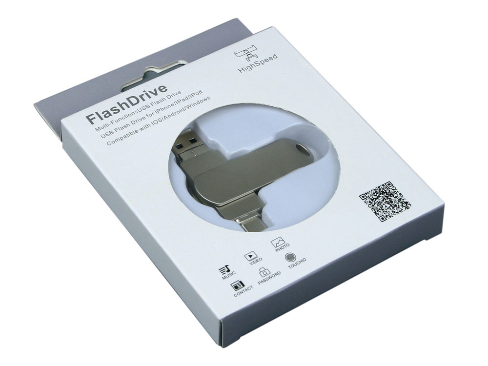 Металлическая флешка для айфона 3 в 1 (i-flash_TYPEC_3_in_1.128.S, I= 128 Гб USB 3.0, Металлический корпус. Без перс.)-2