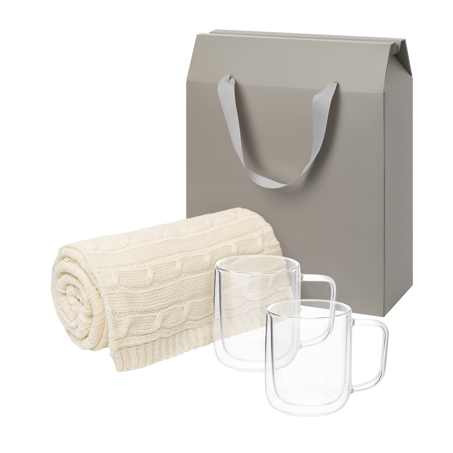 Подарочный набор Viora, Fado в серой коробке-пакете (2 кружки+плед)-0