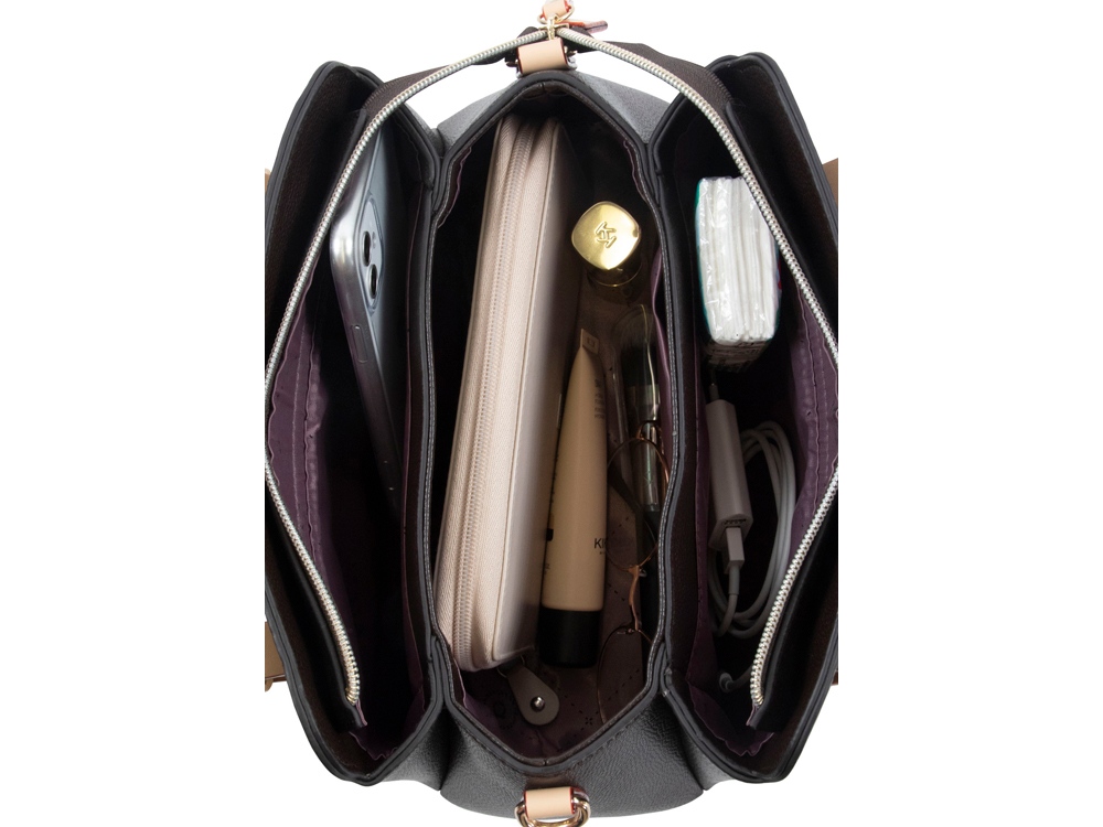 Сумка женская BUGATTI Ella, тёмно-коричневая, полиуретан, 27х12х23,5 см-3