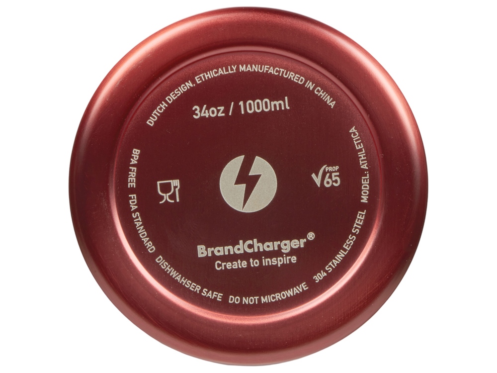 Бутылка для воды Athletica, 1000 мл, нержавеющая сталь, красный-7