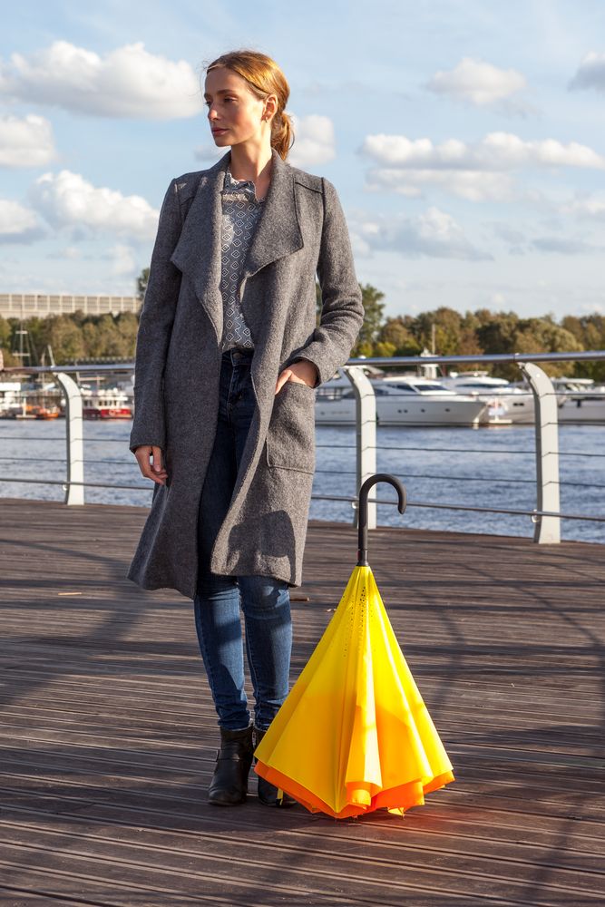 Зонт наоборот Style, трость, черный-3