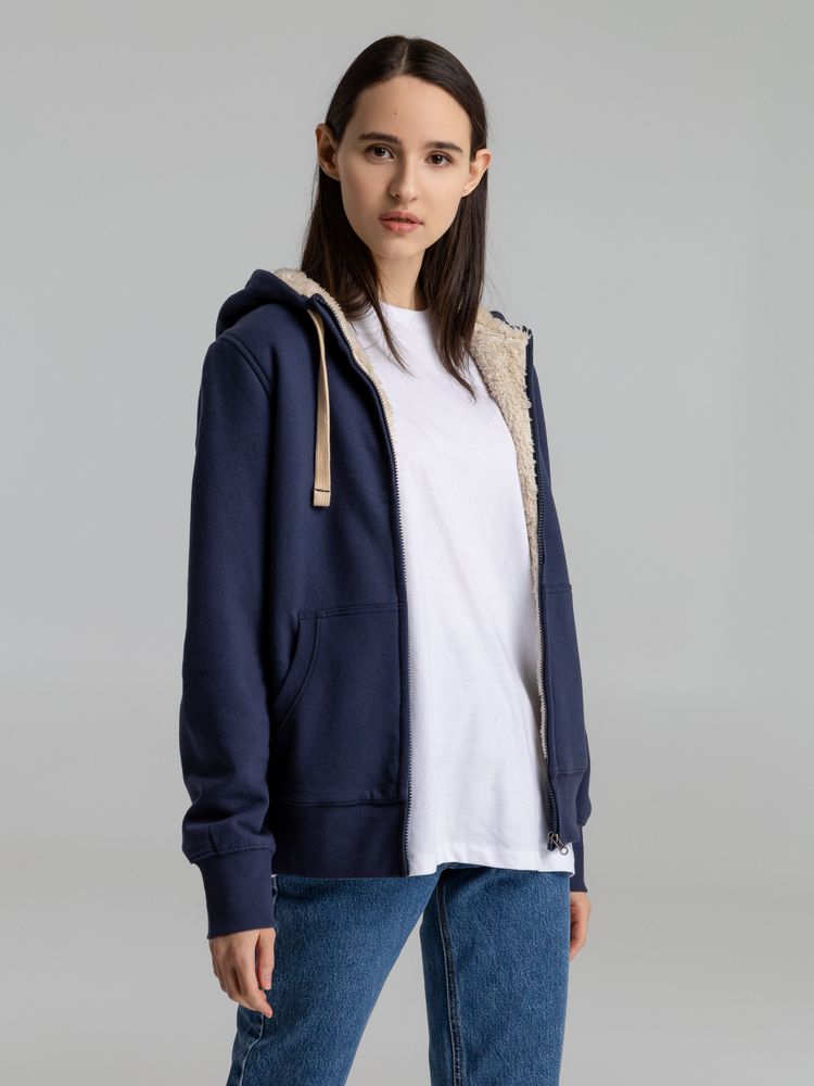 Толстовка унисекс на молнии Sherpa 280, темно-синяя-3