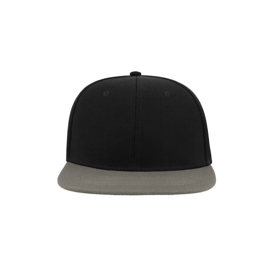 Бейсболка SNAP BACK, 6 клиньев, пластиковая застежка, черный, серый-4