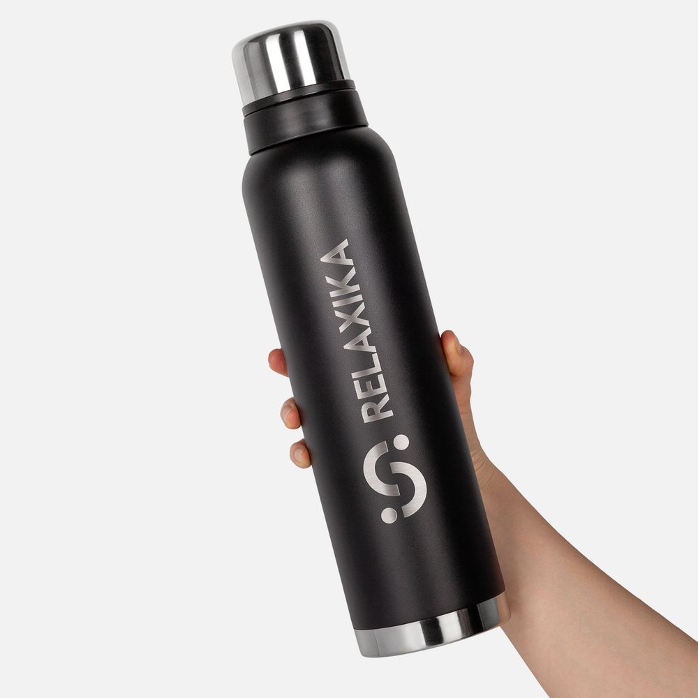 Термос Relaxika 1600 со стикерпаком, черный-4