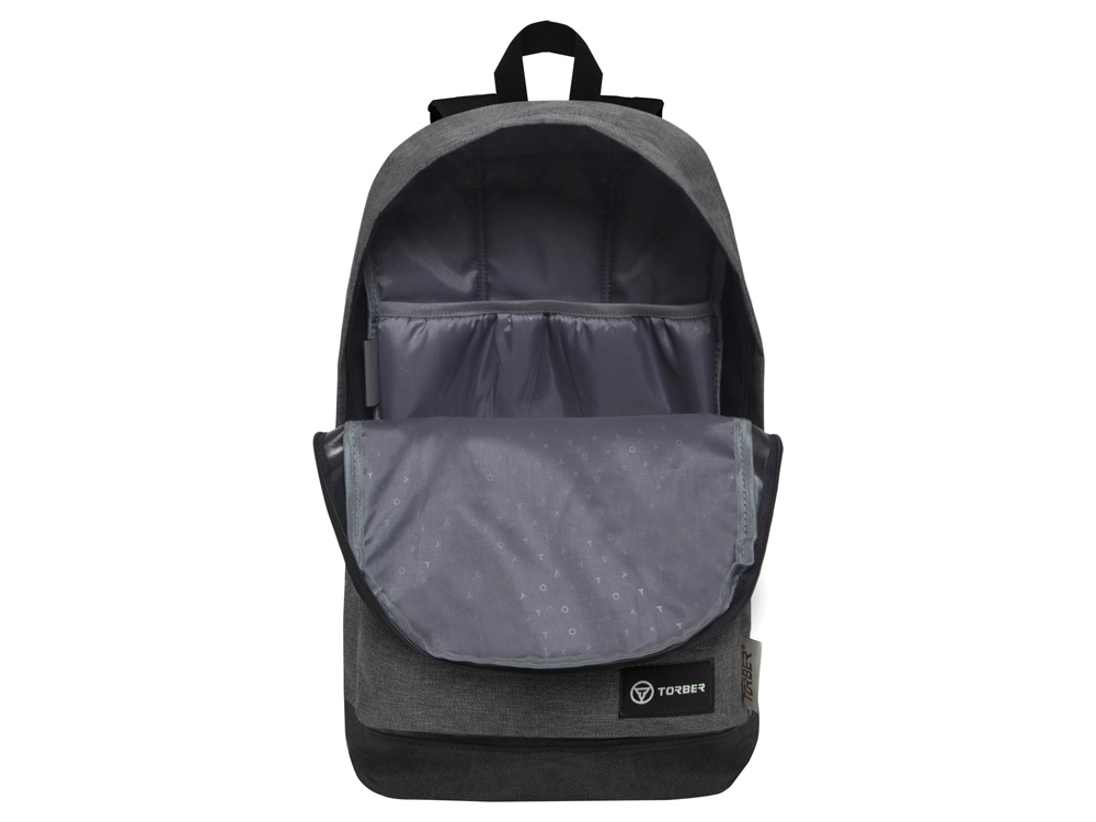 Рюкзак TORBER GRAFFI, серый, полиэстер меланж, 46 х 29 x 18 см-5