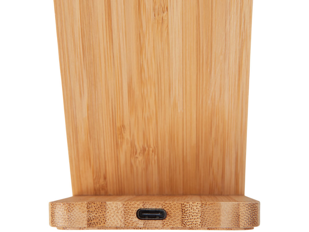 Беспроводное зарядное устройство 2-в-1 с подсветкой лого Reedia S4, 15 Вт, бамбук, черный-3