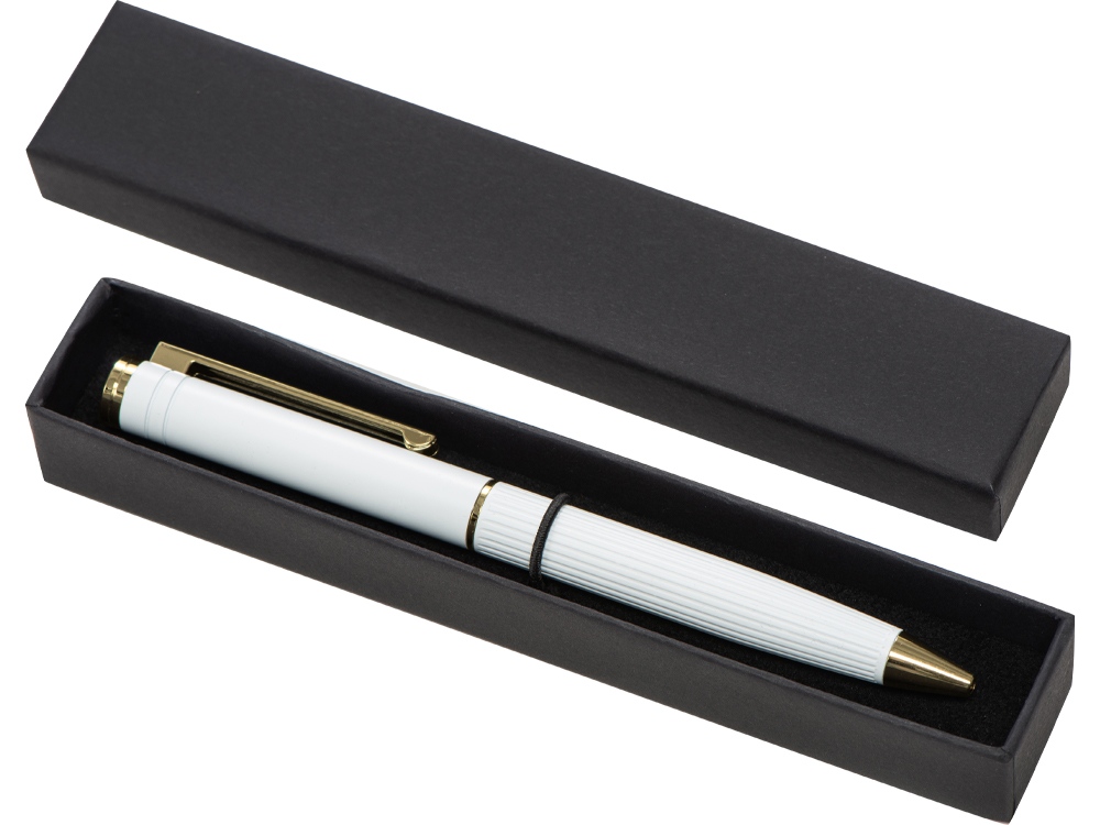 Шариковая металлическая ручка с золотистым слоем Monarch Gold, белая-1