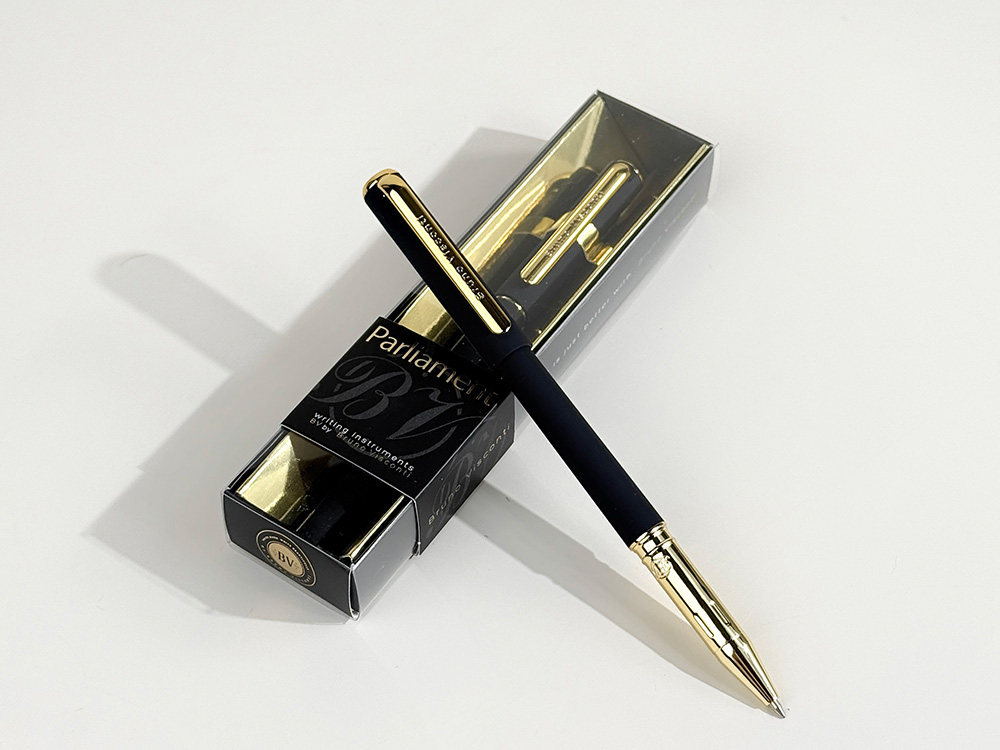 Ручка пластиковая шариковая Parliament, 0,7 мм, синие чернила, черный/золотистый-4