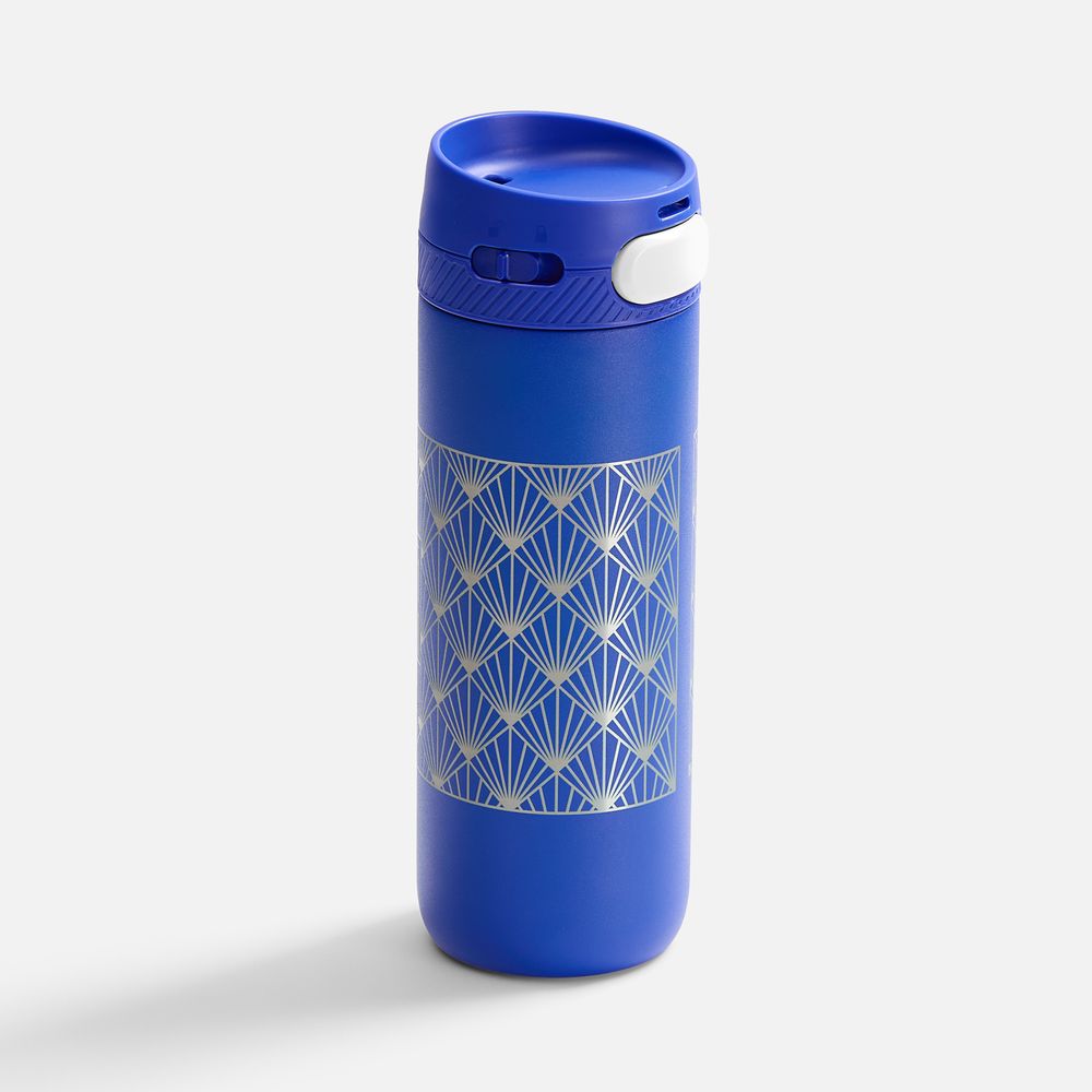 Термостакан X1 с цветной кнопкой, синий с зеленым-2