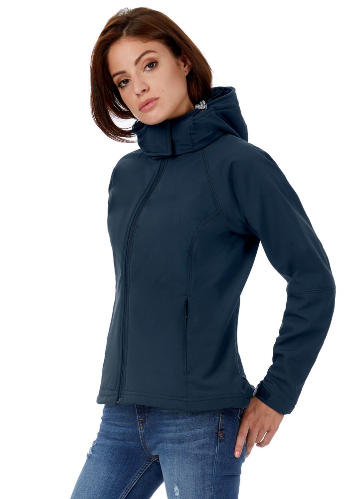 Куртка женская Hooded Softshell темно-синяя-5