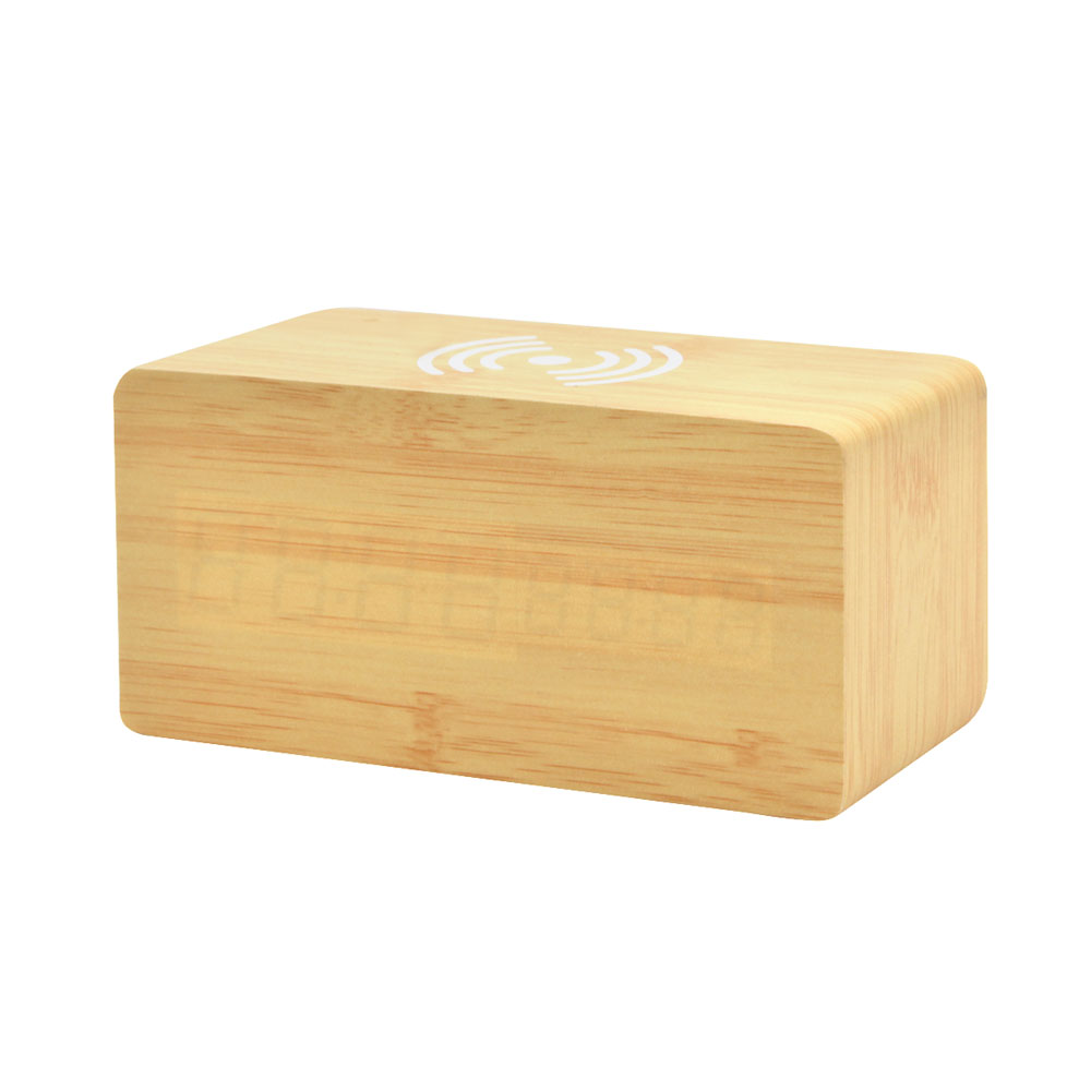 Многофункциональные часы - погодная станция с беспроводной зарядкой, Бежевый-1