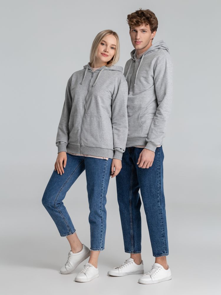 Толстовка на молнии с капюшоном Unit Siverga, серый меланж-4
