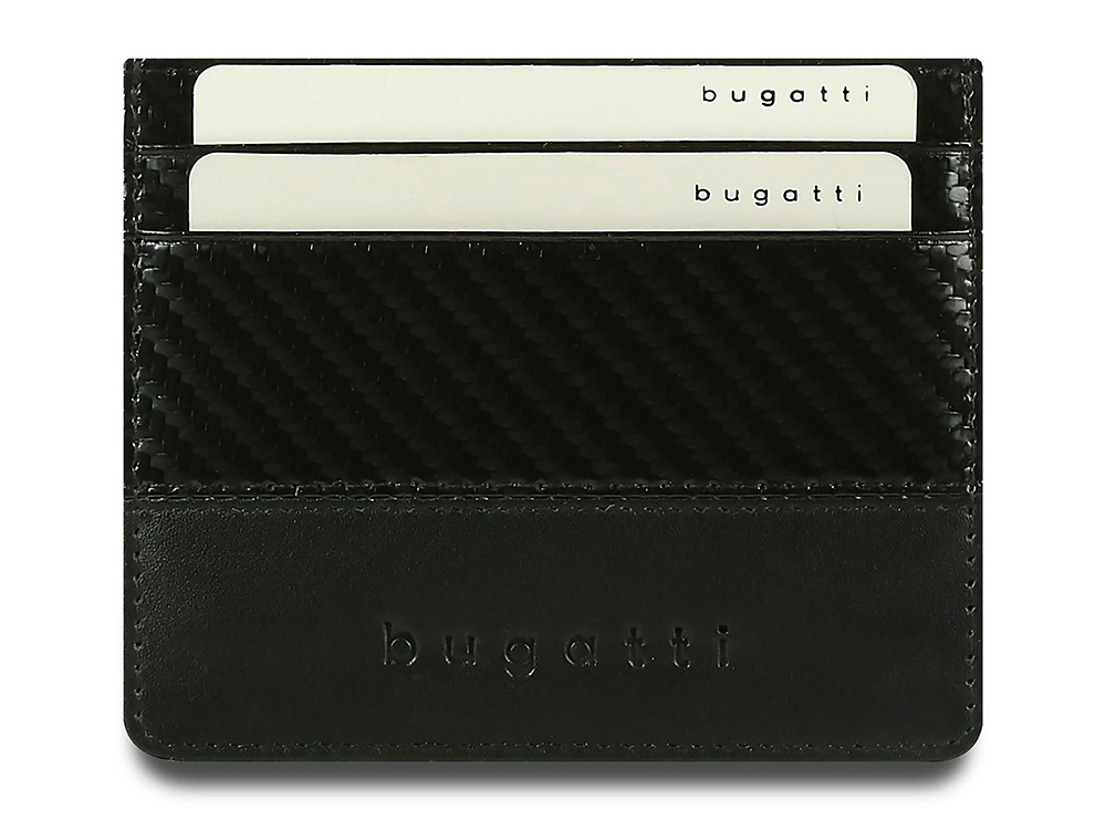 Портмоне для кредитных карт BUGATTI КОМЕТА | COMET, с защитой данных RFID, черное, натуральная воловья кожа, 10,2х0,2х8,2 см-2