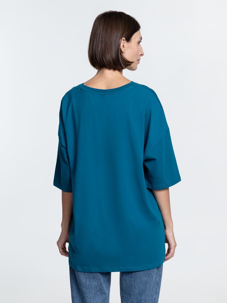 Футболка унисекс оверсайз Crosstown, бирюзовая (морская волна)-3