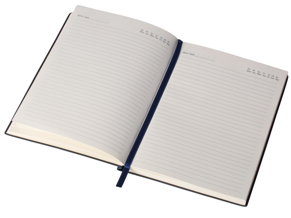 Бизнес блокнот Supreme с вставкой из софт-тача, гибкая обложка, 128 листов, синий-9