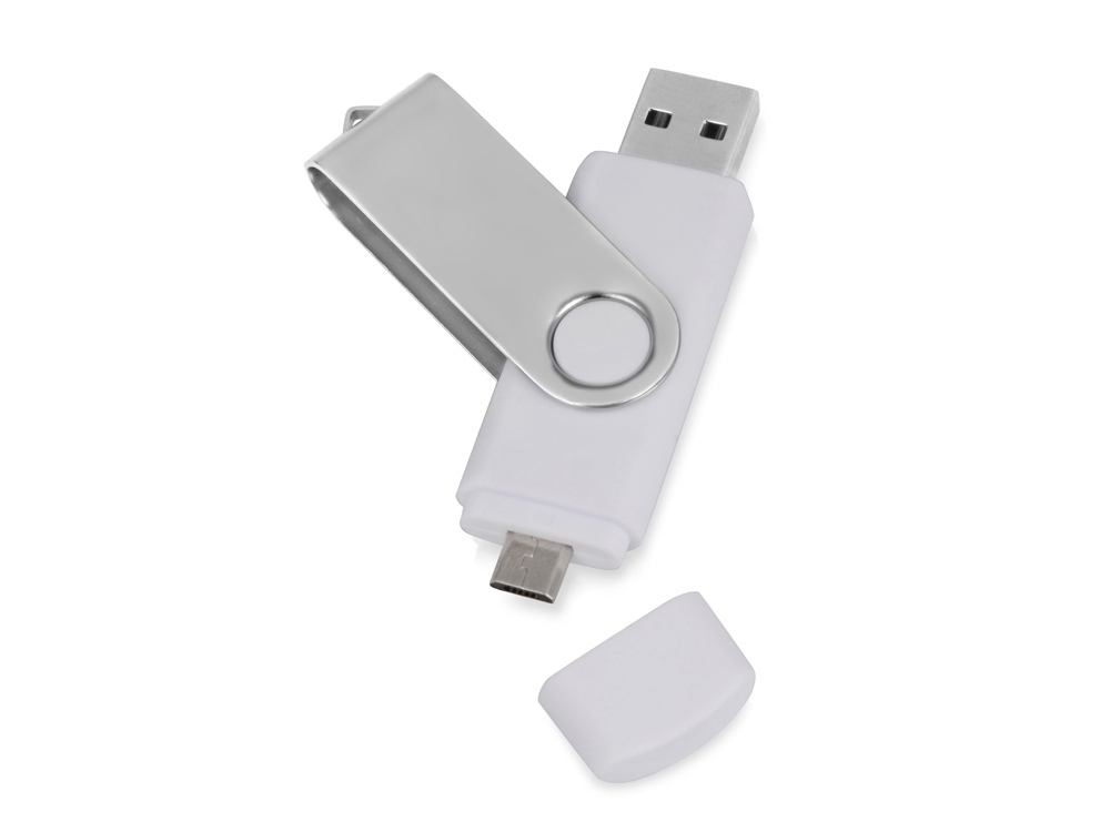 USB/micro USB-флешка 2.0 на 16 Гб Квебек OTG, белый-0