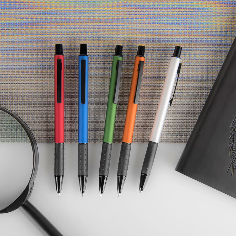 Ручка шариковая с грипом CACTUS, ярко-красный-2