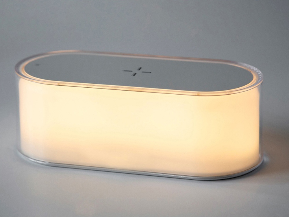 Ночник с беспроводной зарядкой и RGB подсветкой Miracle, 15 Вт, белый-11