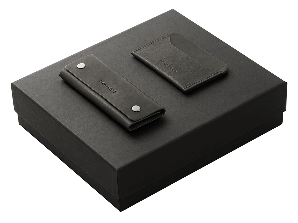 Подарочный набор Long River: картхолдер, ключница, черная коробка-0