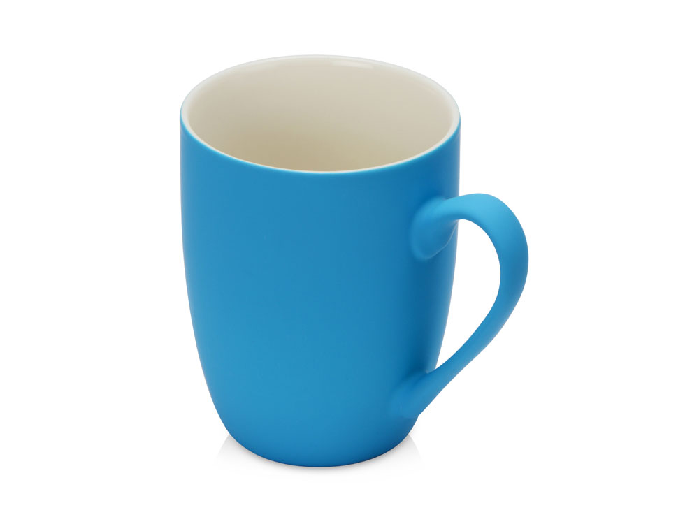Кружка керамическая с покрытием софт тач голубая-0