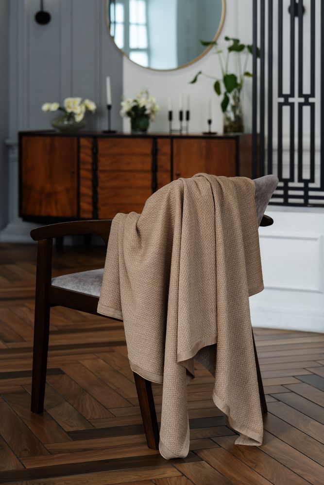 Плед Ornato, бежевый (миндальный меланж)-5