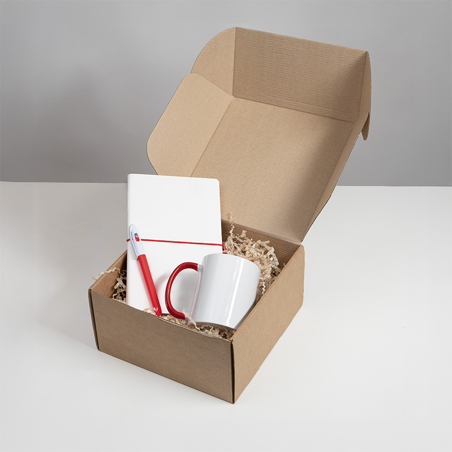 Набор подарочный WHITE VEIL: блокнот, ручка, кружка; белый/красный, белый, красный-2