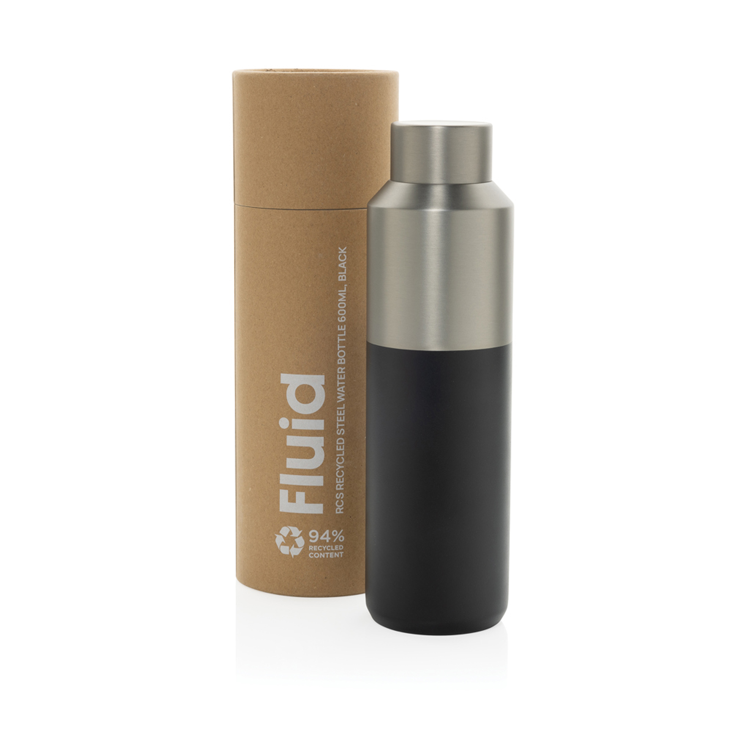 Термобутылка Fluid из переработанной нержавеющей стали RCS, 600 мл-3