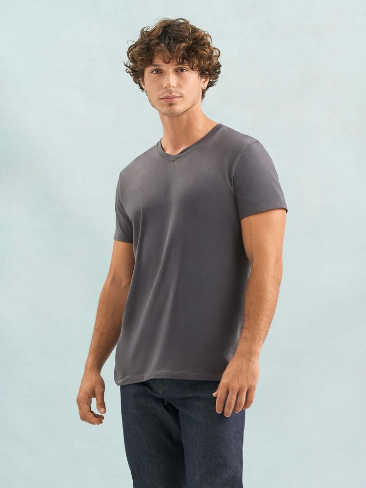 Футболка унисекс Regent с V-образным вырезом, черная-2