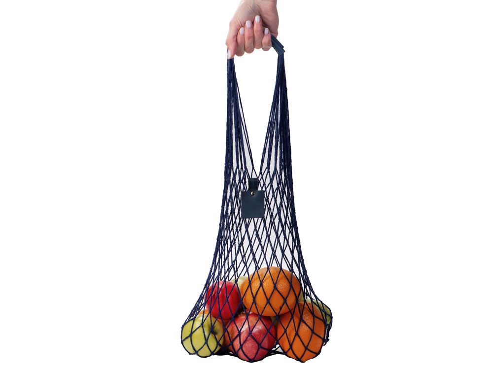 Авоська Dream L наплечная 25 литров с кожаными ручками, темно-синий-3