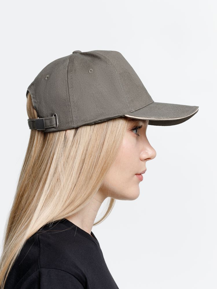 Бейсболка Long Beach, хаки с бежевым-5