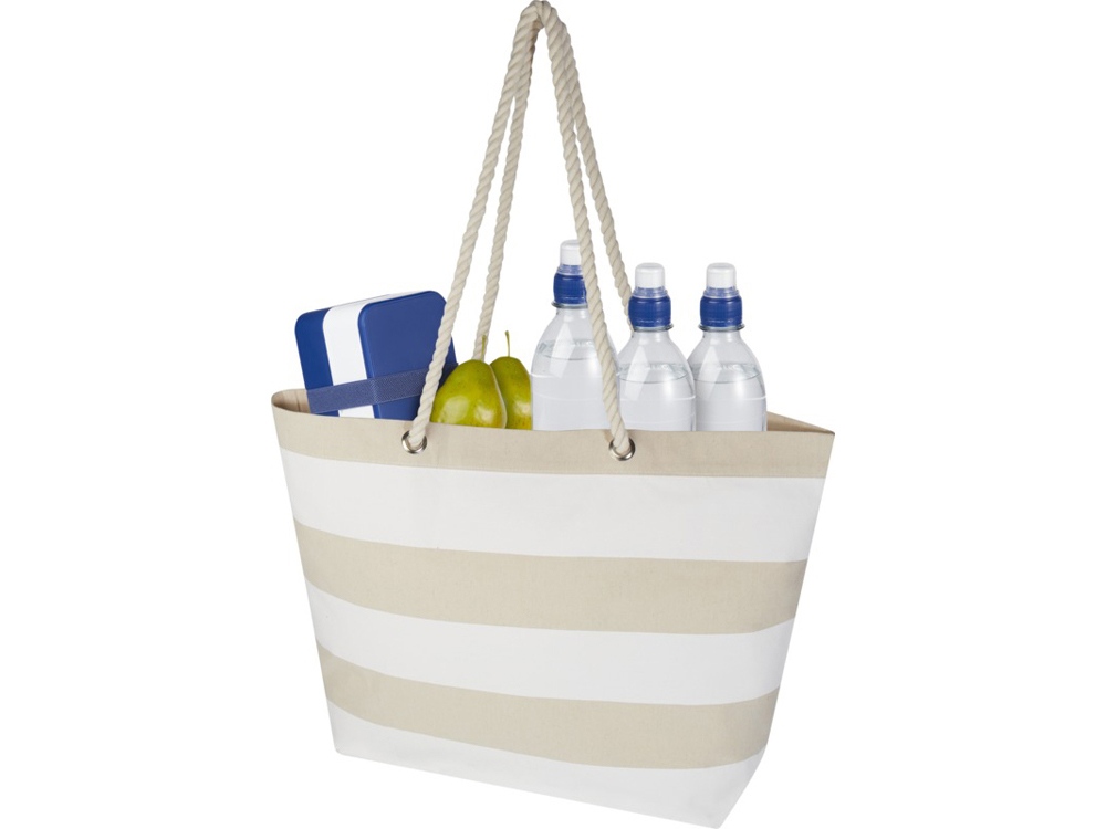 Florida пляжная эко-сумка из переработанного материала, сертифицированного по стандарту GRS, плотностью 270 г/м² 18L - Натуральный / Белый-4