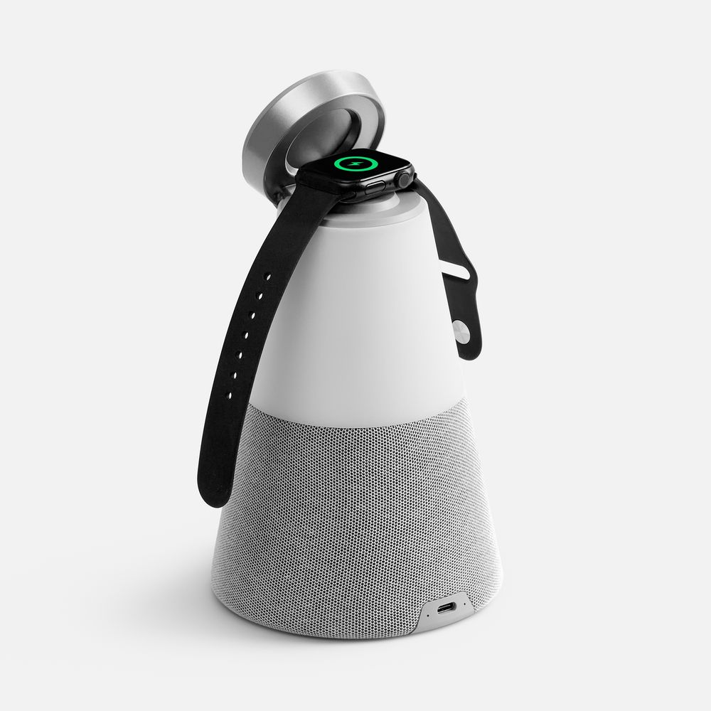 Bluetooth-колонка с беспроводной зарядкой и подсветкой Cone Sonance, серая-2