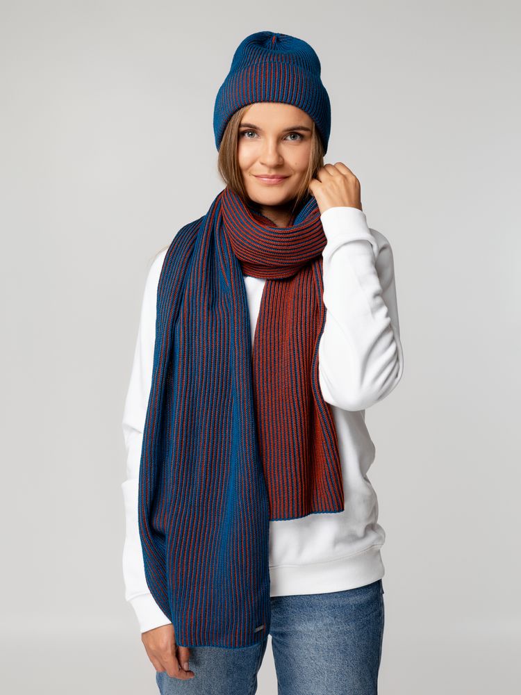 Шарф Nobilis, бирюзовый с терракотовым-3