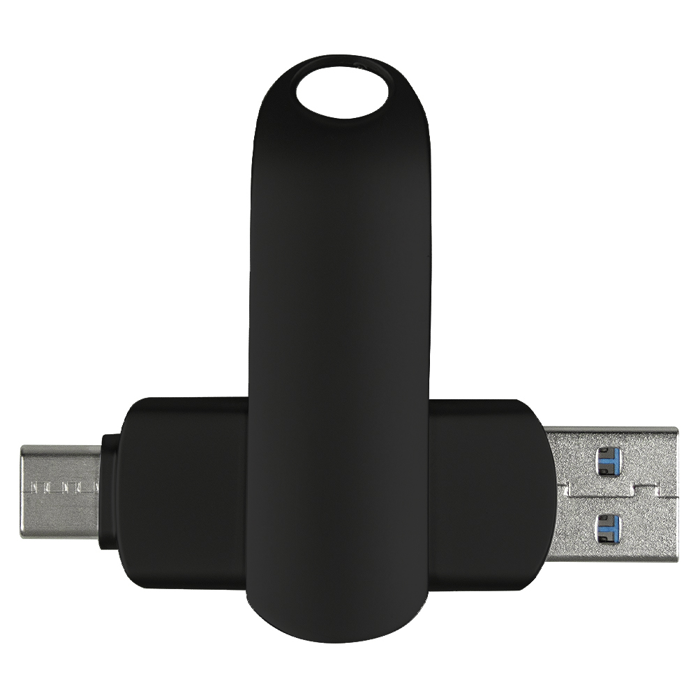 Флеш накопитель USB 3.0 + TYPE C Cupertino, черный матовый-0