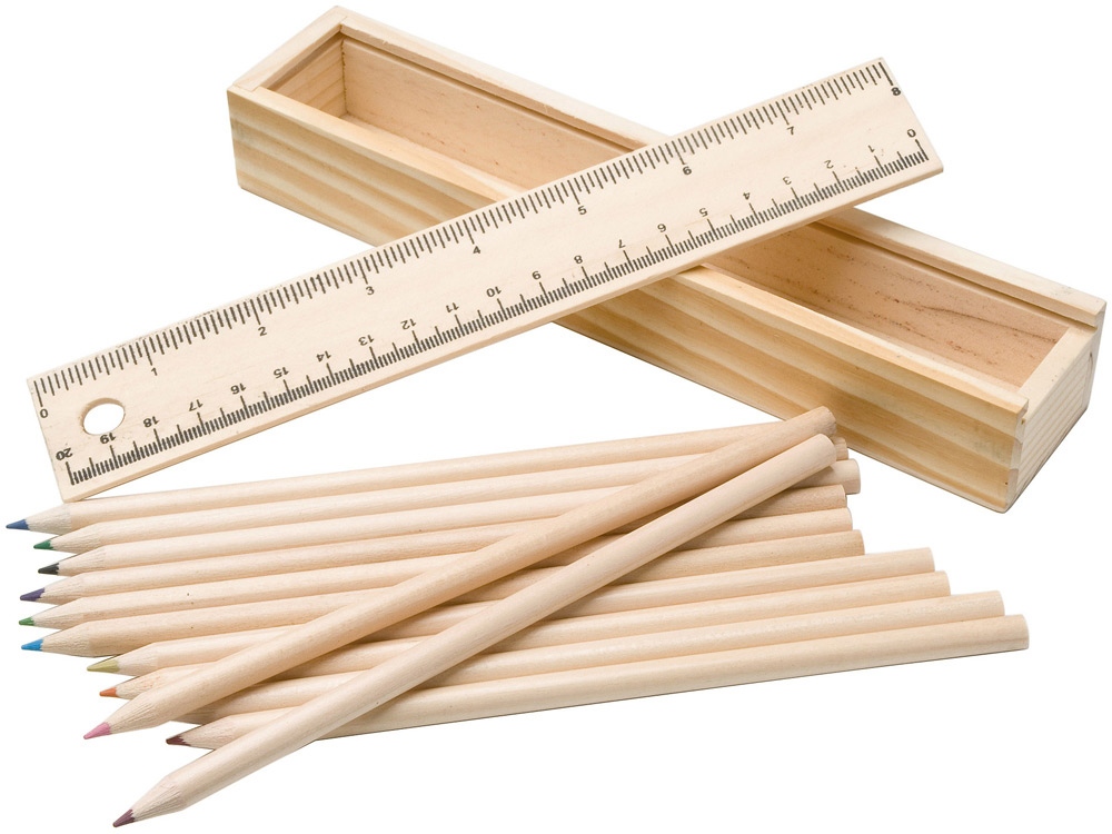 Набор из 12 карандашей в подарочной коробке с линейкой-0