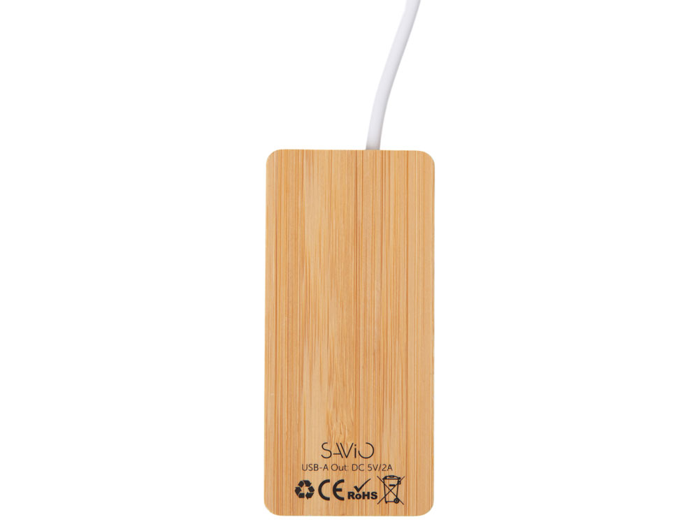 USB хаб с подсветкой лого Reedia S5, 3*USB, 1*Type C, бамбук, черный-4