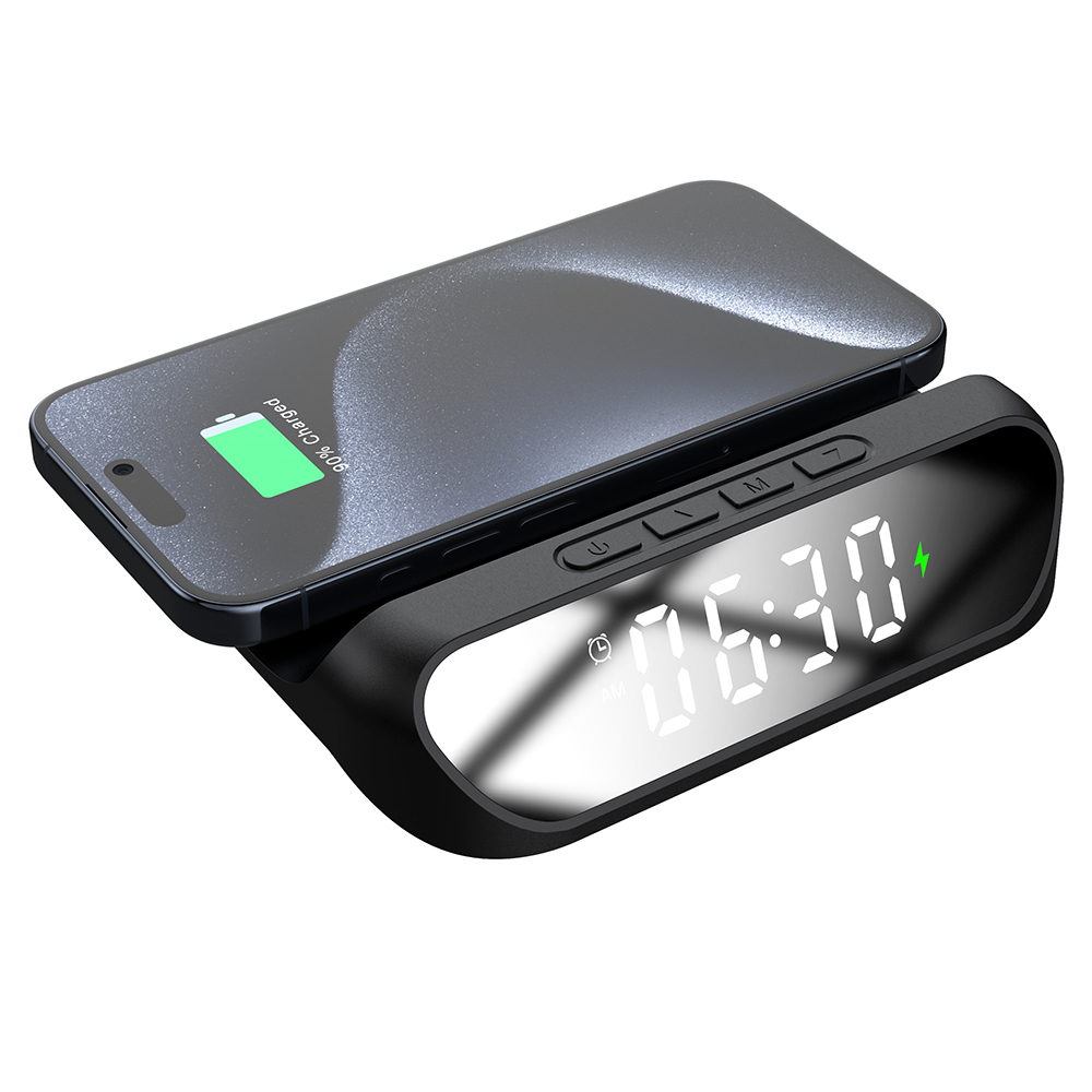 Часы с беспроводной зарядкой Drake 3в1, Черный-0