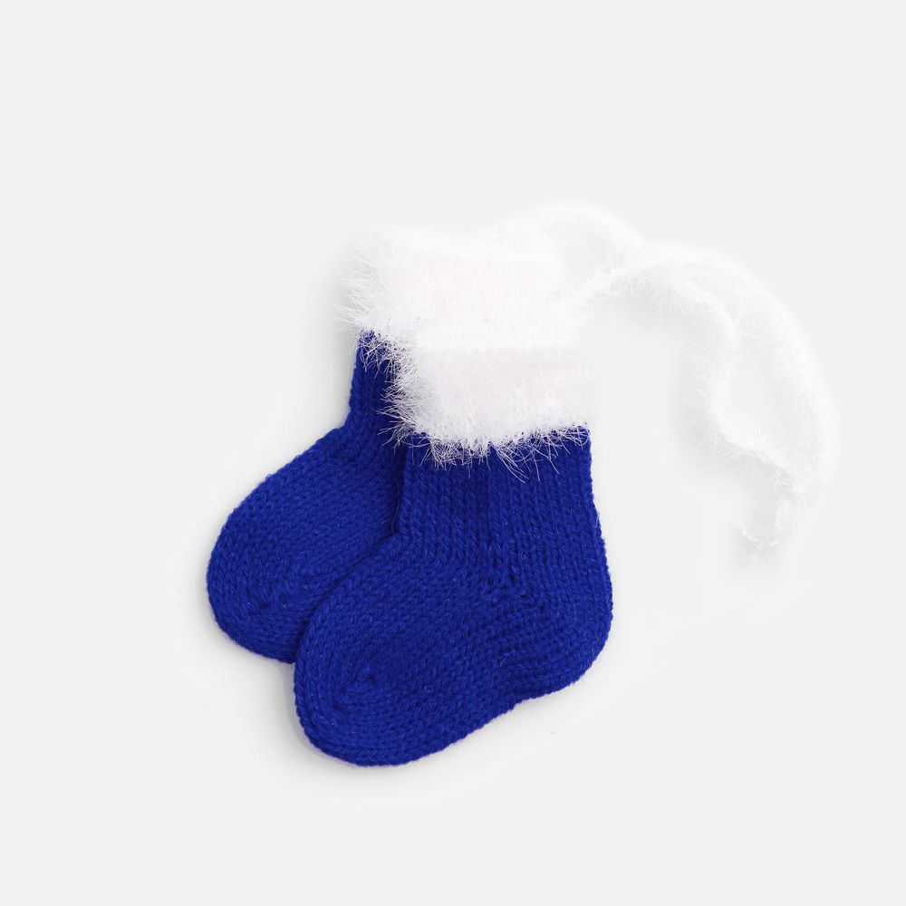 Подвеска на елку «Вьюжка», носочки, синяя-1