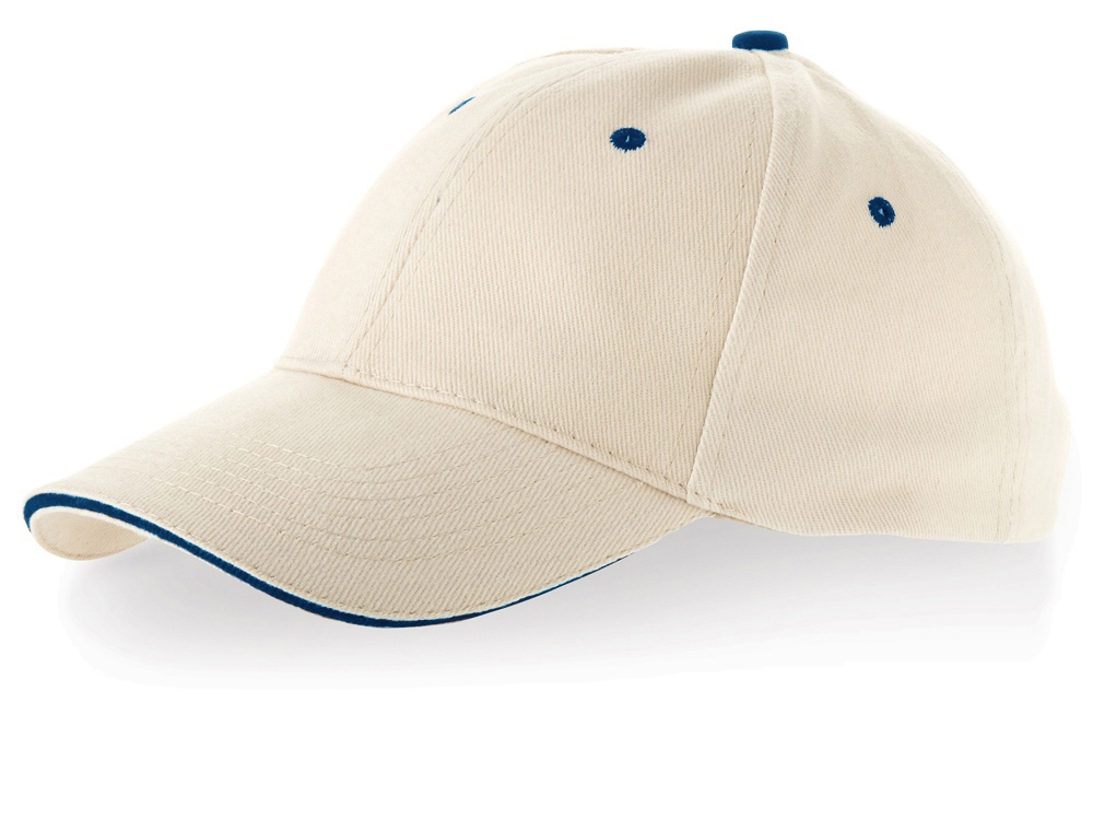 Бейсболка New Castle 6-ти панельная, натуральный/синий-3