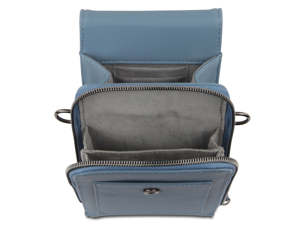 Сумка наплечная BUGATTI Almata, голубая, полиуретан, 11х4х19 см-2