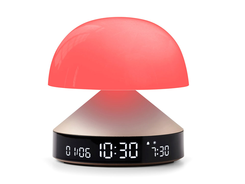 Светильник с часами и световым будильником Mina Sunrise, золотистый-4