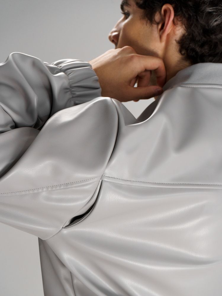 Бомбер из искусственной кожи Univer, серый-5