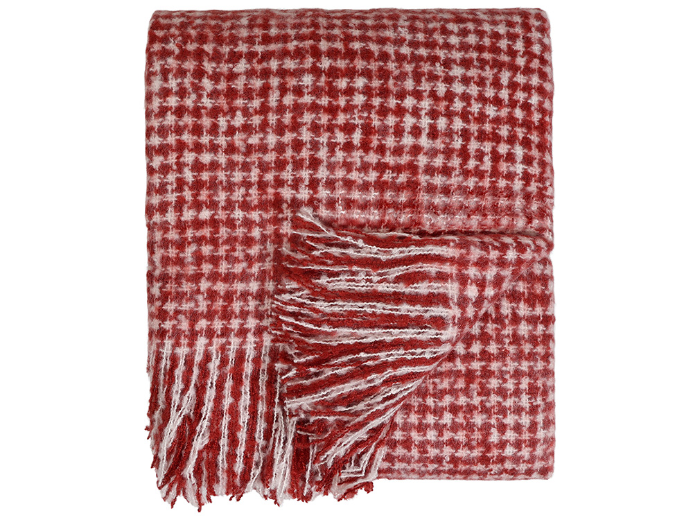 Акриловый плед Harp 130x180 см, белый/бордо-1