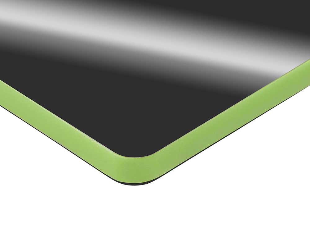 Металлический брелок с пластиковой цветной вставкой SteelPop Rct, серебристый с зеленым яблоком-2