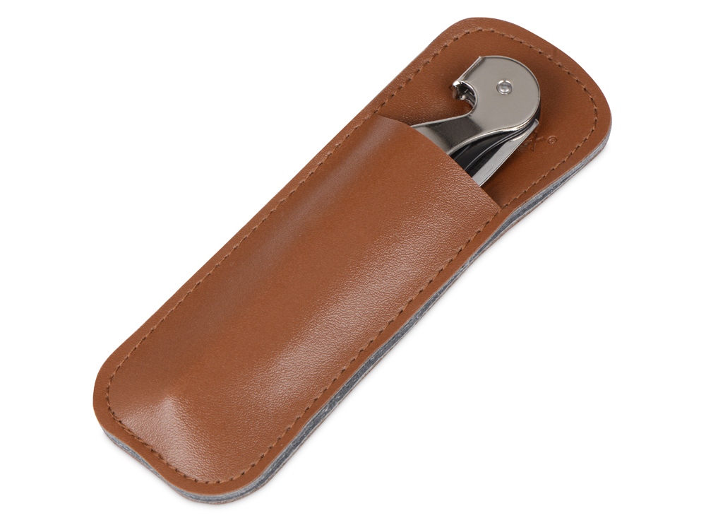 Футляр для штопора из искусственной кожи Corkscrew Case, коричневый-0