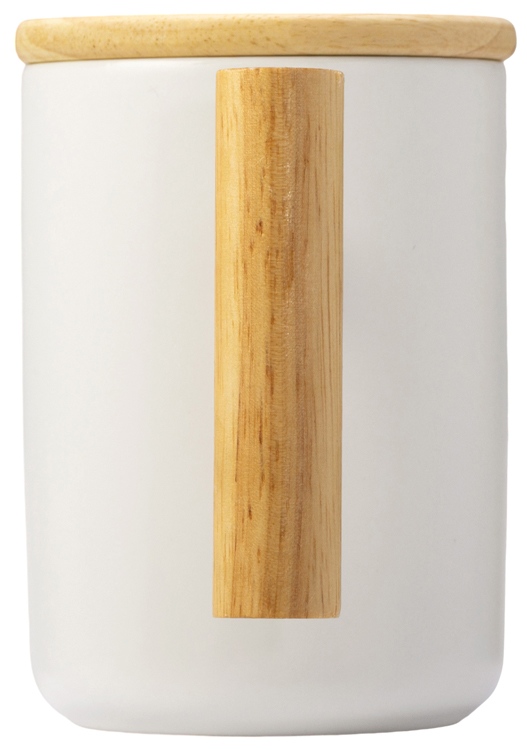 Кружка с ручкой и крышкой из каучукового дерева Jeny, белый-4