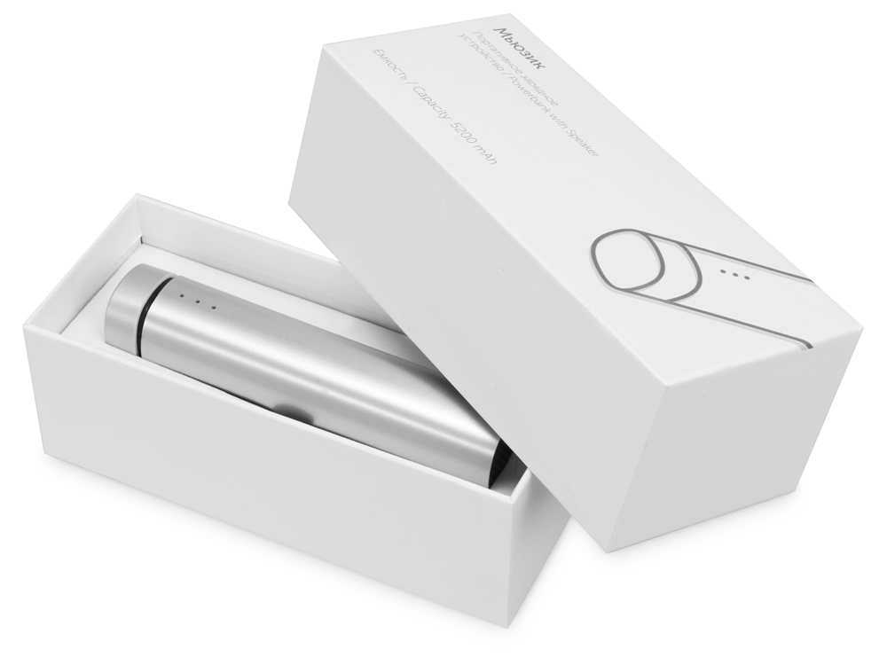 Портативное зарядное устройство Мьюзик, 5200 mAh, серебристый-8