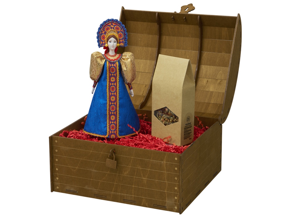 Подарочный набор: кукла фарфоровая, чай Малина с мятой, синий-3