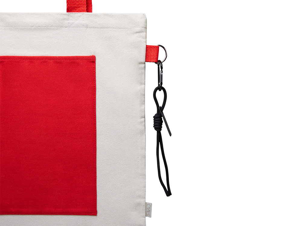 Сумка для покупокTopiс из переработанных материалов с наружным цветным карманом, красный-6