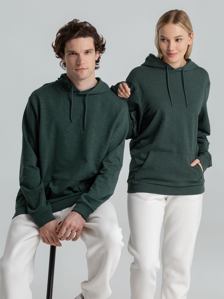 Толстовка с капюшоном унисекс Hoodie, темно-зеленый меланж-6